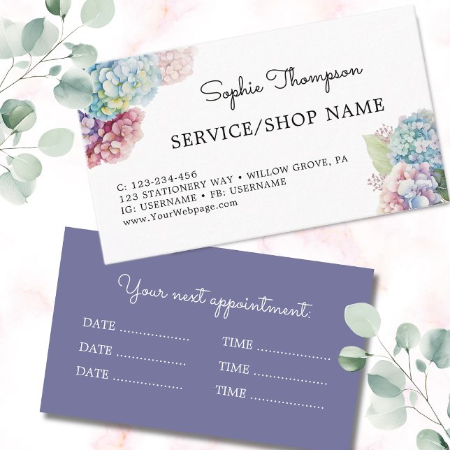 Violet hydrangeas appointment card (Creator Uploaded)