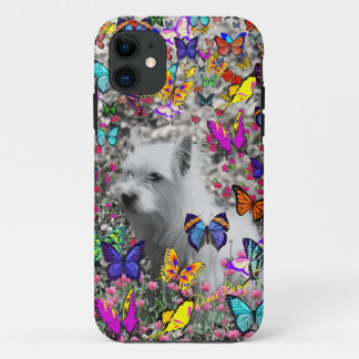 Violet in Butterflies – White Westie Dog iPhone 11 Case