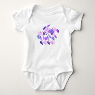 Violet Indigo Leaf Nature Watercolor Tree Garden Baby Bodysuit