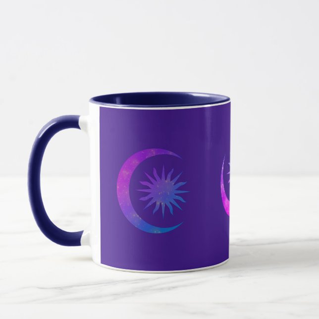 Violet Indigo Purple Moon & Sun Zen Bedroom Mug (Left)