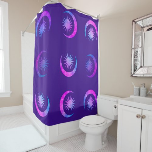 Violet Indigo Purple Moon  Sun Zen Bedroom Shower Curtain