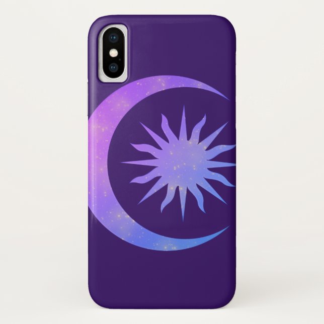 Violet Indigo Purple Moon & Sun Zen Case-Mate iPhone Case (Back)
