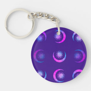Violet Indigo Purple Moon & Sun Zen Keychain