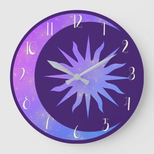 Violet Indigo Purple Moon  Sun Zen Large Clock