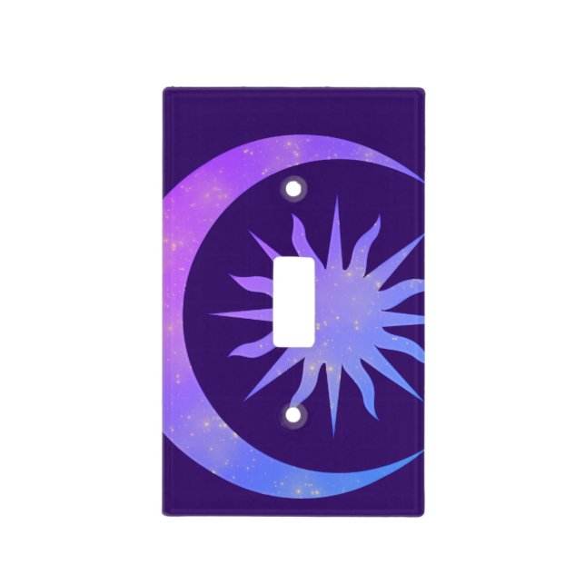 Violet Indigo Purple Moon & Sun Zen Light Switch Cover (Front)