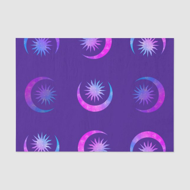 Violet Indigo Purple Moon & Sun Zen Party Package Tissue Paper (Front)