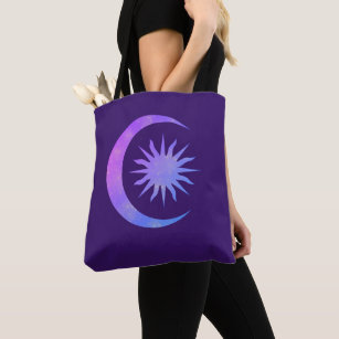 Violet Indigo Purple Moon & Sun Zen Tote Bag