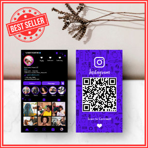 Violet Instagram Hair Salon QR Social Media Business Card