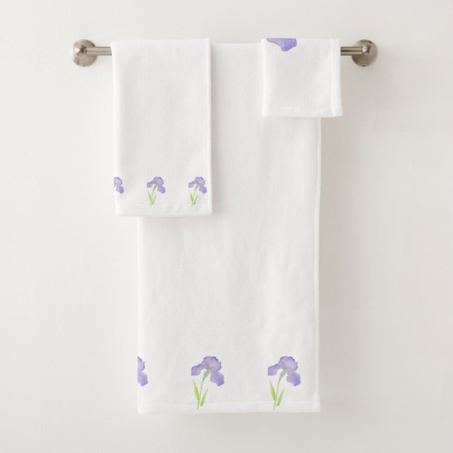 Violet Iris Bath Towel Set (Insitu)