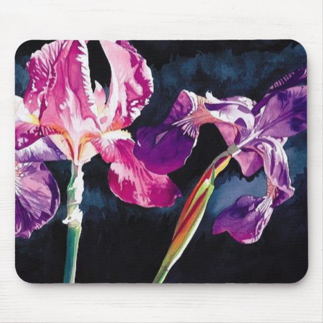 "Violet Iris" Floral by Paul Jackson Mouse Pad (Front)
