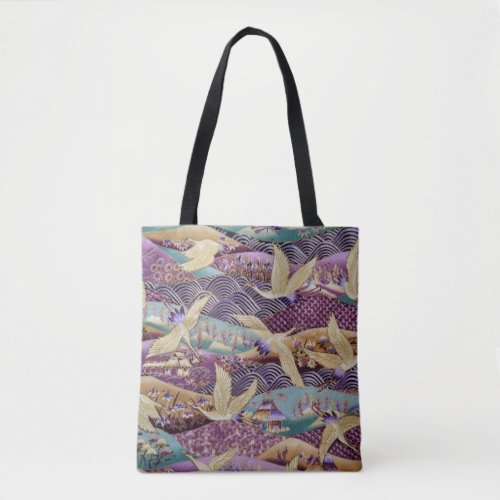 violet kimono fabric pattern elegant tote bag