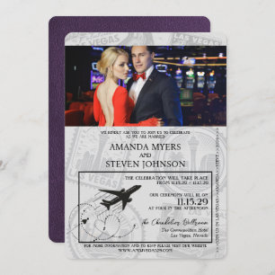 Violet Las Vegas Passport Wedding Invitation