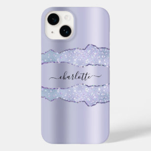 Violet lavender agate marble name script Case-Mate iPhone 14 case