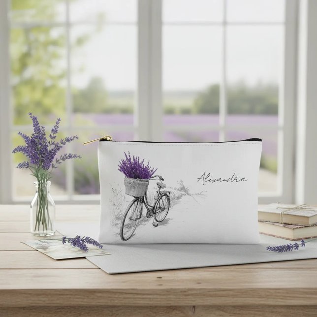 Violet Lavender Bike Sketch Zipper Accessory Pouch (Creator Uploaded)