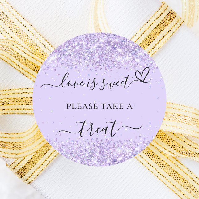 Violet lavender confetti wedding treat favor classic round sticker (Creator Uploaded)