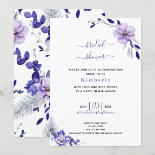 Violet Lavender & Floral Bridal Shower Invitation