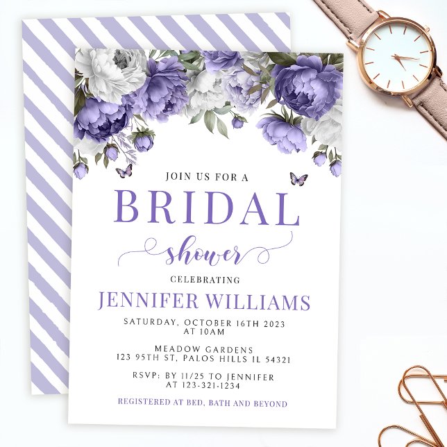 Violet lavender floral bridal shower Invitation (Creator Uploaded)