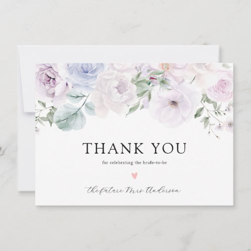 Violet Lavender Floral Bridal Shower Thank You