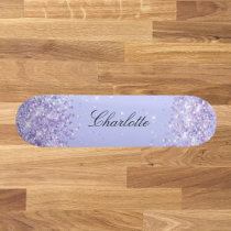 Violet lavender glitter dust name elegant skateboard