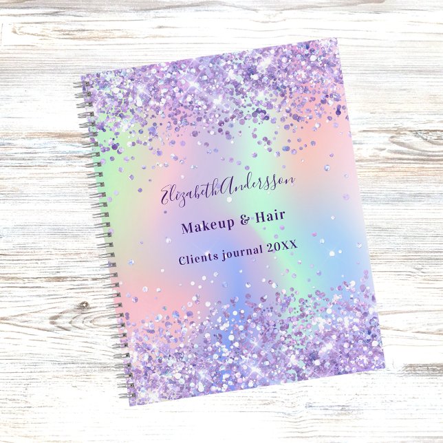 Violet lavender holographic name business  notebook (Creator Uploaded)