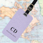 Violet lavender leather monogram name luggage tag<br><div class="desc">Violet,  lavender colored faux leather print as background. Personalize and add your monogram letters and full name on the front. Your contact information on the back.  Black text.</div>