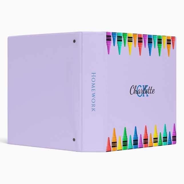Violet Lavender Monogram Initials Name 3 Ring 3 Ring Binder (Background)