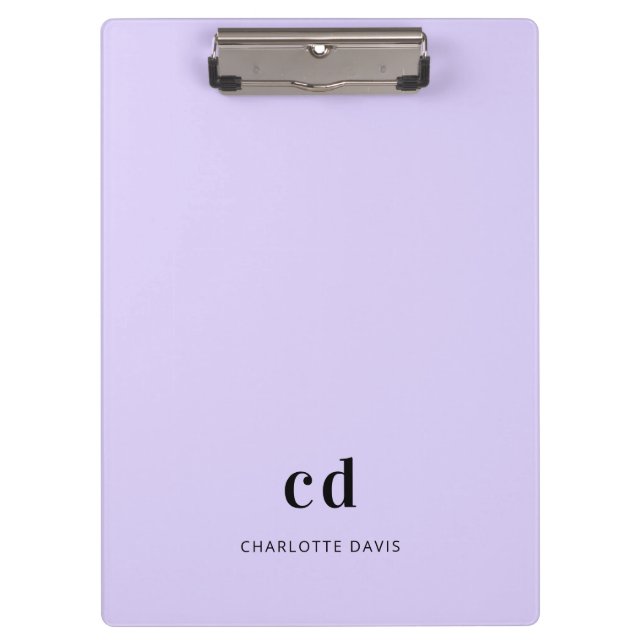 Violet lavender monogram initials name clipboard (Front)