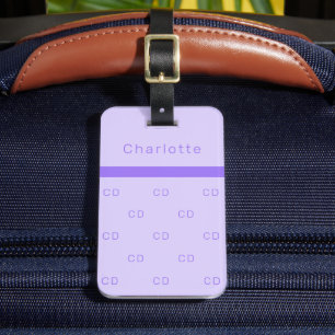 Violet lavender monogram initials name elegant luggage tag
