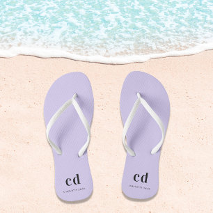 Violet lavender monogram initials name flip flops
