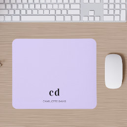 Violet lavender monogram initials name  mouse pad