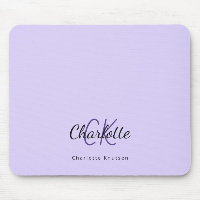 Violet lavender monogram initials name mouse pad (Front)