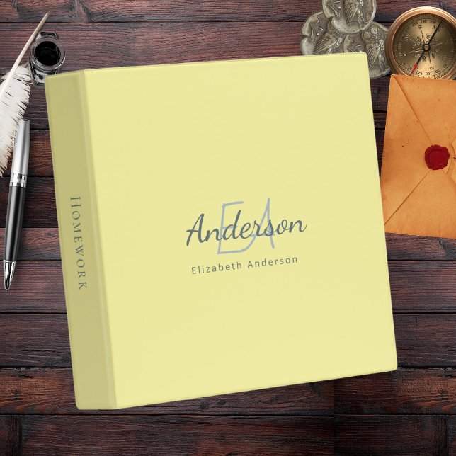 Violet Lavender Monogram Initials Name Personalize 3 Ring Binder (Creator Uploaded)