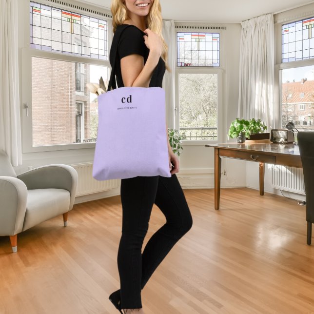 Violet lavender monogram initials name tote bag (Creator Uploaded)