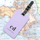 Violet lavender monogram name minimalist luggage tag<br><div class="desc">A violet,  lavender colored background. Personalize and add your monogram initials and full name.  Black colored letters.</div>