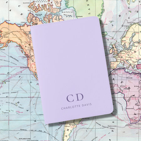 Violet Lavender Monogram Name Minimalist Passport Holder