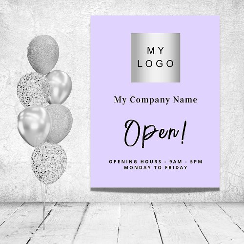 Violet lavender open store business logo name foam board