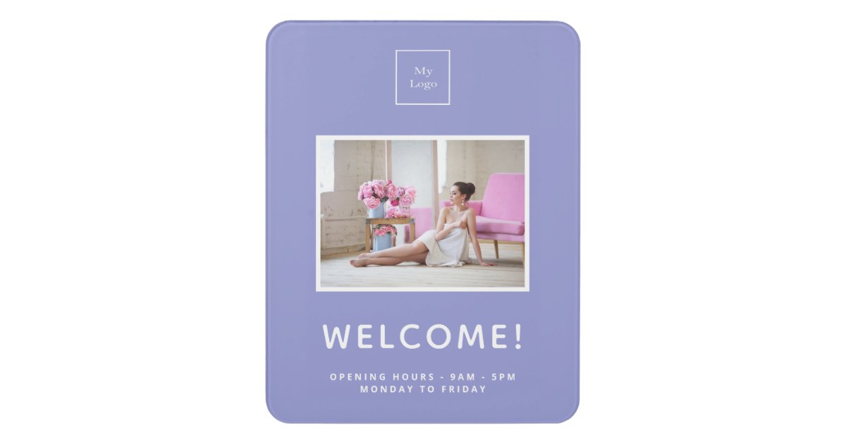 Welcome Violet Violet lavender photo welcome business logo door sign | Zazzle