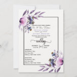 Violet Lavender Poppy Watercolor Flower Wedding Invitation at Zazzle