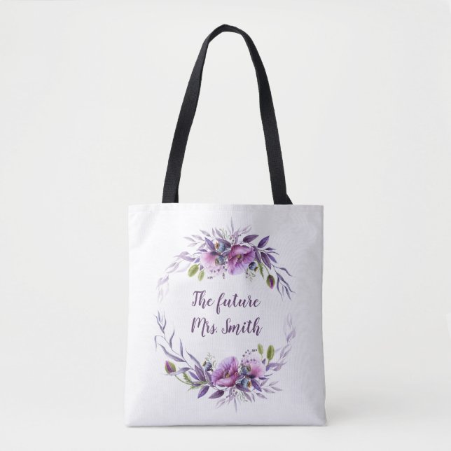 Violet Lavender Purple Floral Future Mrs. Bridal | Tote Bag (Front)