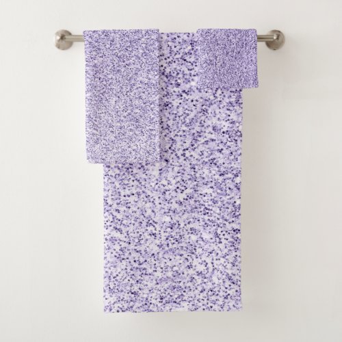 Violet lavender purple glitter faux sparkles bath towel set