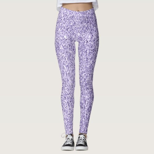 Violet lavender purple glitter faux sparkles leggings