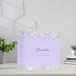 Violet lavender silver monogram initials name 3 ring binder<br><div class="desc">A chic violet,  lavender colored background. Decorated with faux silver confetti. Personalize and add your first name,  monogram initials,  letters and full name. 
Spine: add a text.</div>