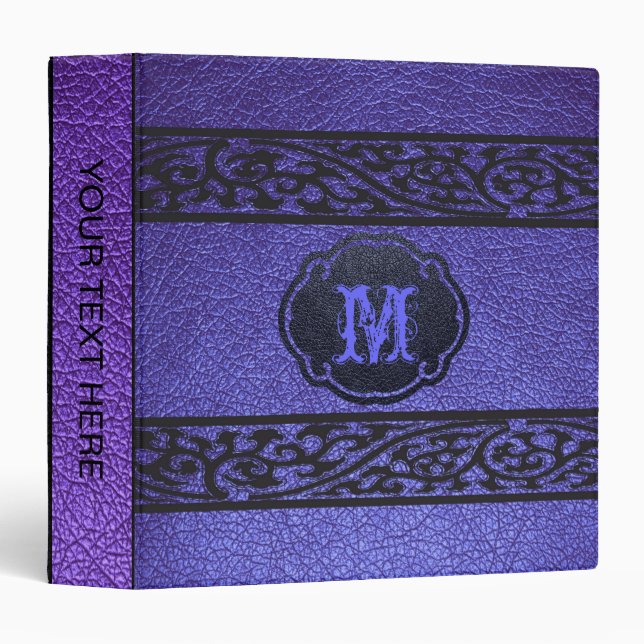 Violet Leather 3 Ring Binder (Front/Spine)