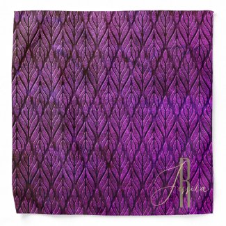 Violet Leaves Leather pattern & monogram