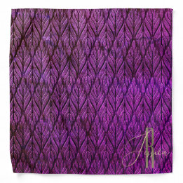Violet Leaves Leather pattern & monogram Bandana