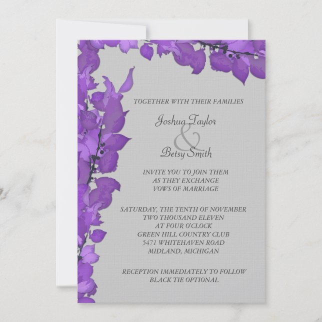 Violet Leaves Wedding Invitations (Front)