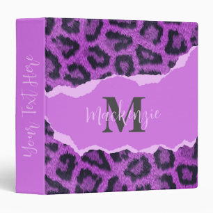Violet Leopard Print 3 Ring Binder