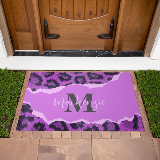 Violet Leopard Print Doormat (Outdoor)