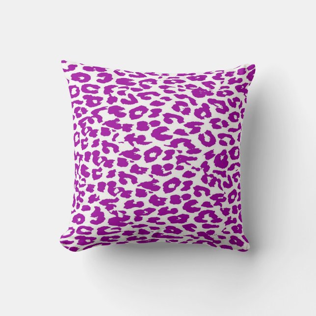 Violet Leopard Print Stripe Pattern Throw Pillow (Front)