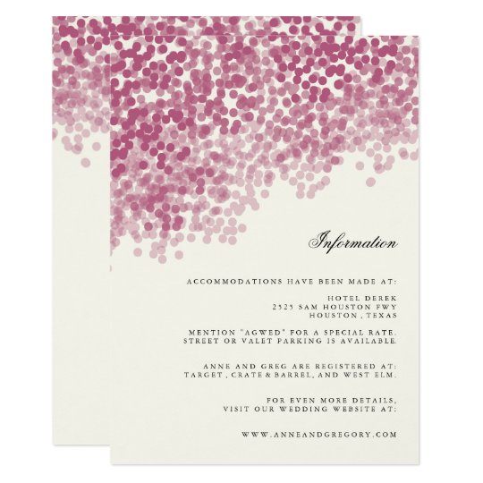 Violet Light Shower Wedding Information Insert Card